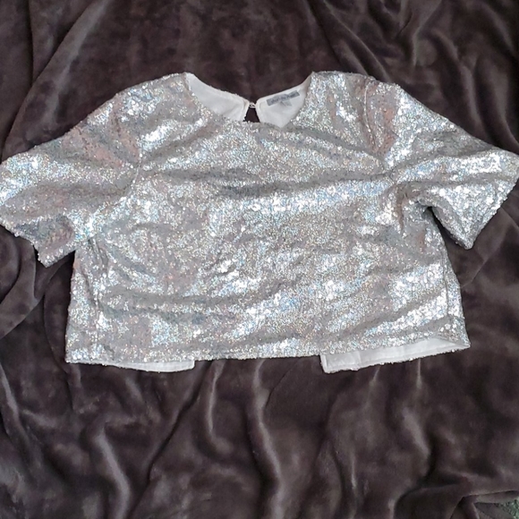 💜 Sexy sparkle crop top open back sequence - Picture 1 of 4